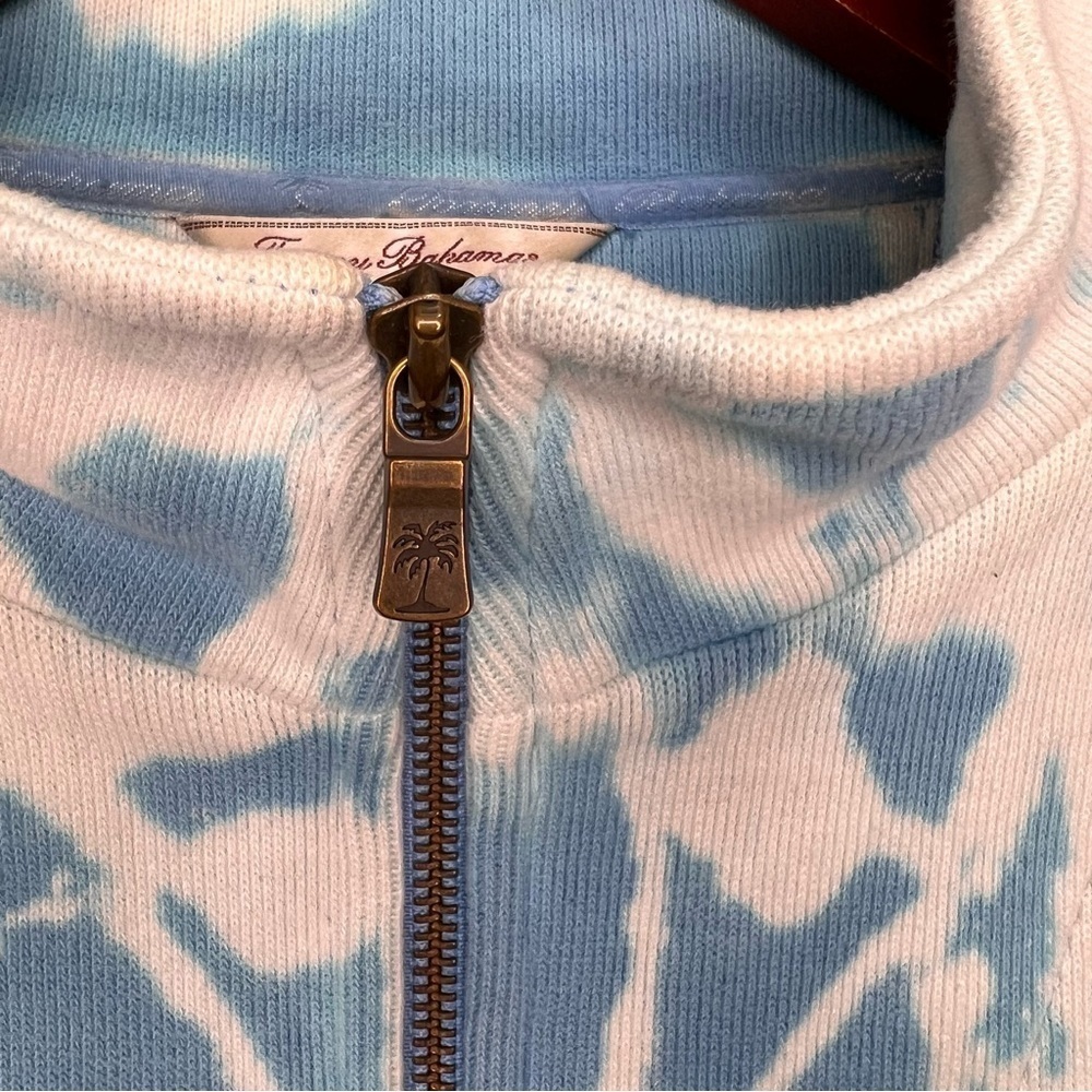 Tommy Bahama Blue & White Tie Dye 1/4 Zip Pullover Sweater Size Large - Picture 11 of 11